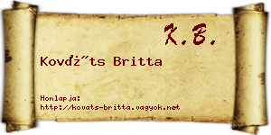 Kováts Britta névjegykártya